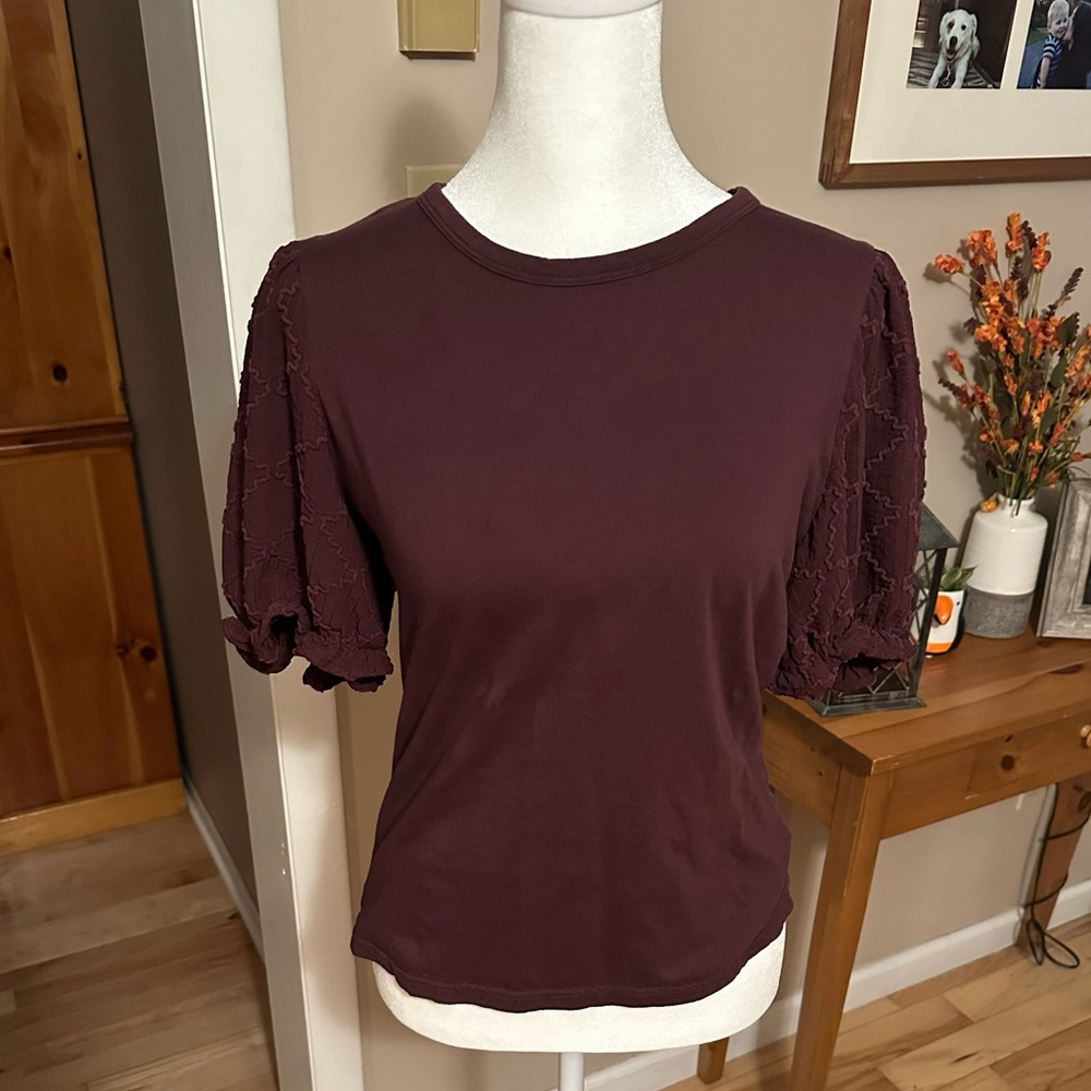 Elegant Plum Puff Sleeve Top